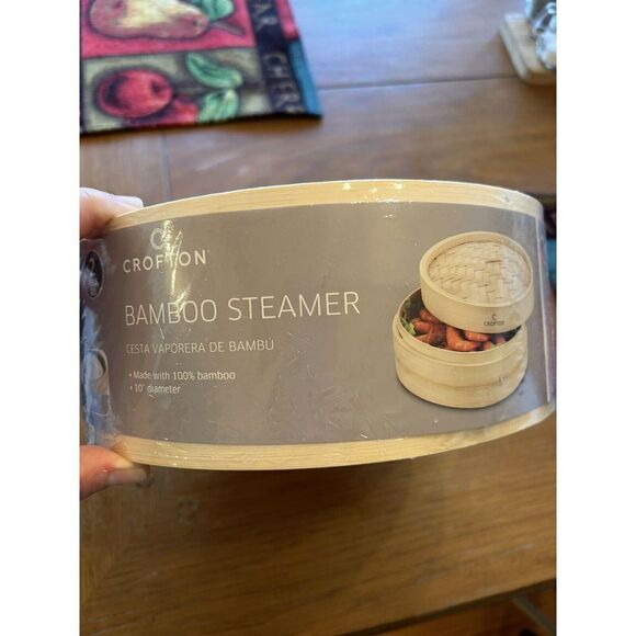 CROFTON 100%  BAMBOO STEAMER 2 Piece Set 10" Diameter Instructions NEW IN SEAL - Picture 1 of 7